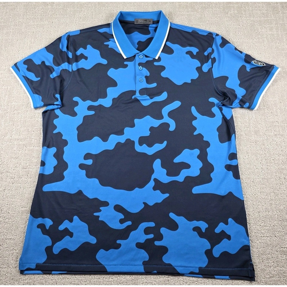 G/FORE Exploded Camo Tech Jersey Golf Polo Blue Black Men's Size XL *BHCC 1912